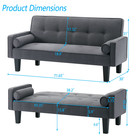 Futon Sofa Bed 72  Gray Linen Upholstered Folding Futon Sofa Couch Modern Sofa