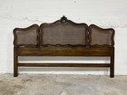 Vintage French Country Walnut Cane King Headboard Henredon Style