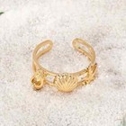 Beach Theme Starfish shell Cuff Adjustable Bohemian Toe Ring Summer Vacation