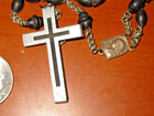 2 X Two Antique Vintage Pairs Of Rosary Beads - 30  Black Wood  26  Purple Brass