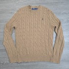 Euc Polo Ralph Lauren Cable-knit Soft Crewneck Sweater Brown Pony Preppy Mens S