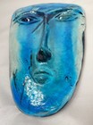 Mcm Blue Swirl Art Glass Face Mask 10  Vintage Glass Art Jaramillo Bros 