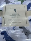 Pottery Barn Kids Warren Dino Full Sheet Set Organic Cotton Dinosaur T-rex New