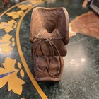 Vintage Signed  Folk Art Small Wooden Boot w Laces 4 Inch Hand Carved Exquisite