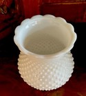 Vtg  2 Matching Milk Glass Hobnail Ruffled Hurricane Lamp Shade Globe