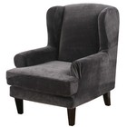 Wingback Chair Cover 2-piece Stretch Velvet Wing Back Chair Slipcovers Protector