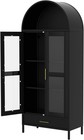 73  Arched Metal Storage Cabinet With Glass Doors   Drawer  Adjustable Shelves