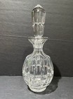 Vintage Faceted Crystal Clear Art Glass Perfume Bottle W  Stopper 6-1 2   