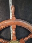 Vintage Wooden Ship Wheel Helm 24  Handmade Nautical Solid Wood Brass Center