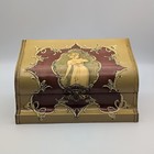 Beautiful Antique Victorian Elegant Lady Curved Lid Celluloid Sewing Jewelry Box