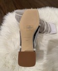 Marc Fisher Women   s White beige Synthetic Square Toe Ankle Strap Block Heel 7 5m