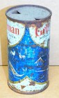 1950s Gettelman Beer Scenic Blue Flat Top Beer Can Fisherman    Muskie tent deer