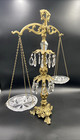 Vtg Two Tier Scales Of Justice Large 25  Tall Footed Base Glass Prisms   Plates