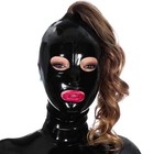Cosplay Latex Hood Mask Open Mouth Eyes With Hair Hole Halloween Party 0 4mm