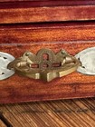 Vintage Chinese Carved Wood 5 Drawer Jewelry Box W  Jade Inlay   Brass Hardware