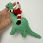 Jingles   Joy Santa Claus Riding Brachiosaurus Dinosaur Felt Christmas Ornament