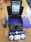 Rare 1800s Antique English Victorian  Silver Plate glass Traveling  Vanity Set