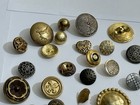 Lot Of 34 Different Metal Buttons Mostly Vintage Brass Gold Silver Toned Mixed