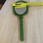 Vtg Art Deco Hand Held Green Pearlized Beveled Mirror 11 3 4   