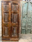 Antique Carved Sliding Doors With Brass Studs Rustic Farmhouse Barndoor 80x33