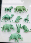 Lot Of 9 Vintage Rubber Marx Green Circus Animals 1950 s Lion Bear Elephant