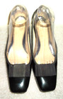 Vtg-60-70s  Amalfi By Rangoni Square Toe Black Leather Shoes Bows Sz-8aa 38