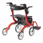 New Drive Medical Nitro Duet Rollator Walker And Transport Wheelchair Chair  Red