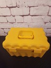 Max Klein Vintage Yellow Sewing Box With Lace Pattern Tray And Accessories