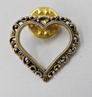 Victorian Heart Collar Lapel Pin Valentines Day Gift Gold Tone Filigree Tie Tack