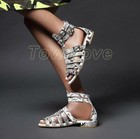 Womens Gladiator Open Toe Hollow Out Ankle Buckle Roman Sandals Flats Shoes Chic
