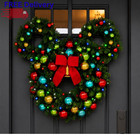 30  Mickey Figural Pre-lit Led Wreath Christmas Lighted Holiday Door Wreath New