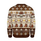 Cowboy Christmas Ugly Sweater Funny Western Holiday Sweatshirt Brown S-5xl