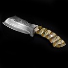8  Handforged San Mai Chopper   52100 Steel Core   Wrought Iron   Micarta Handle
