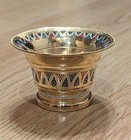 Vintage Toledo Gold Tone Brass Mortar Mini Hand Painted Set Of 2 No Pestle