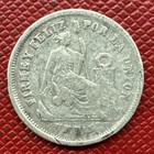 Peru 1866-yb Silver 1  un  Dinero  Km  190