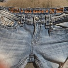 Rock Revival Men   s Light Wash Slim Straight Jeans Embroidered Logo Pockets 33