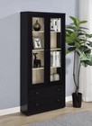 Coaster Hawthorne 4-shelf Glass Door Tall Wood Cabinet With Drawers In Black