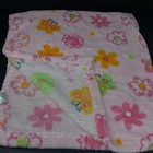 Carters Pink Baby Blanket Green Orange Flowers Butterflies Fleece Lovey Security