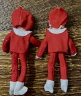 Vtg Cloth Face Pixie Elf Knee Hugger Christmas Gnome 2 W  Glitter   White Mitten