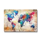 Canvas Painting Colorful World Map Poster Print Wall Art Wall Picture Home D  cor