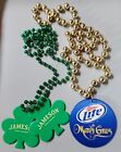 Lot Of 2 Beer 1 Whiskey Mardi Gras Beaded Necklaces   Green Bartender Vtg Jameso
