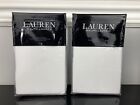 2 Ralph Lauren Eden Pique Scalloped Hem Stitched Edges Euro Sham Set White Blue