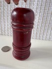 Vtg Sewing Treen Wooden Hand Turned Needle Case Red Stain 4    Tall X 2   