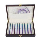 Interchangeable Circular Knitting Needle Set Iridescent Aluminum With Wooden Box