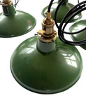 1 Vintage 12  Porcelain Silva-king Shallow Pendant Industrial Barn Green Lamp C