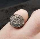 Vintage English Sterling Silver Coin Ring W  1932 Threepence 3d Coin  Uk Size M