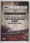 2017 Topps The Walking Dead Season 7 Walkers Relic Rust  99 Walker  r-w2 10k8