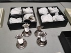 Williams-sonoma 3 Sets Of 4 Pewter Scallop Place Card Holders In Original Box