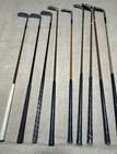 Lot Of 9 Assorted Vintage Golf Clubs Irons Putters Mixed Lot Wood Look Shafts