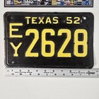 1952 Texas License Plate      Vintage Tx Tag Ey 2628